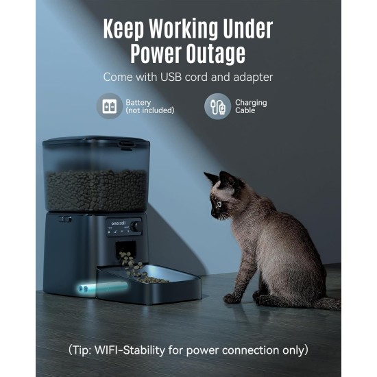 oneisall 3.5 L Automatic Cat Feeder, WiFi Intelligent Cat Food, App Control, 1-10 Meals a Day, Feeder for Cats/Dogs, with Stainless Steel Bowl oneisall 3.5 L Automatic Cat Feeder, WiFi Intelligent Cat Food, App Control, 1-10 Meals a Day, Feeder for Cats/Dogs, with Stainless Steel Bowl