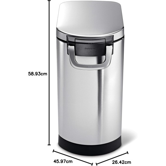 simplehuman CW1886 30L Pet Food Bin, Brushed Stainless Steel, W 26.4cm x H 59.0cm x D 46.1cm simplehuman CW1886 30L Pet Food Bin, Brushed Stainless Steel, W 26.4cm x H 59.0cm x D 46.1cm