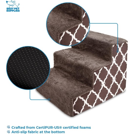 3-Step CertiPUR-US Certified Foam Pet Stairs/Steps, 18 x 15 x 13-Inch, Brown Lattice Print 3-Step CertiPUR-US Certified Foam Pet Stairs/Steps, 18 x 15 x 13-Inch, Brown Lattice Print