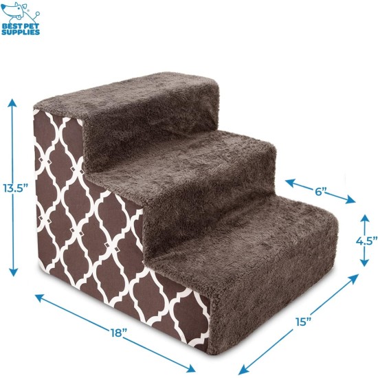 3-Step CertiPUR-US Certified Foam Pet Stairs/Steps, 18 x 15 x 13-Inch, Brown Lattice Print 3-Step CertiPUR-US Certified Foam Pet Stairs/Steps, 18 x 15 x 13-Inch, Brown Lattice Print