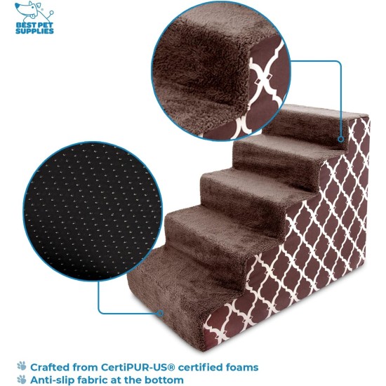 3-Step CertiPUR-US Certified Foam Pet Stairs/Steps, 18 x 15 x 13-Inch, Brown Lattice Print 3-Step CertiPUR-US Certified Foam Pet Stairs/Steps, 18 x 15 x 13-Inch, Brown Lattice Print
