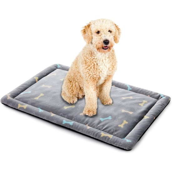 ALLISANDRO Dog Mat, Dog Blanket, Washable, Durable, 100 x 70 cm, Hygienic and Non-Slip, Square, Bones, Soft Dog Beds with Cuddly Plush for Dogs and Cats, Multicoloured ALLISANDRO Dog Mat, Dog Blanket, Washable, Durable, 100 x 70 cm, Hygienic and Non-Slip, Square, Bones, Soft Dog Beds with Cuddly Plush for Dogs and Cats, Multicoloured