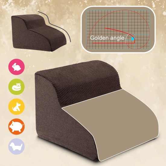 BAKAJI Pet Ladder with 2 Steps and Roller, Removable Ribbed Fabric Cover, Ramp for Cats and Elderly Dogs, High Density Foam Upholstery Ladder (Beige) BAKAJI Pet Ladder with 2 Steps and Roller, Removable Ribbed Fabric Cover, Ramp for Cats and Elderly Dogs, High Density Foam Upholstery Ladder (Beige)