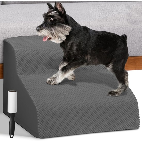 BAKAJI Pet Ladder with 2 Steps and Roller, Removable Ribbed Fabric Cover, Ramp for Cats and Elderly Dogs, High Density Foam Upholstery Ladder (Beige) BAKAJI Pet Ladder with 2 Steps and Roller, Removable Ribbed Fabric Cover, Ramp for Cats and Elderly Dogs, High Density Foam Upholstery Ladder (Beige)