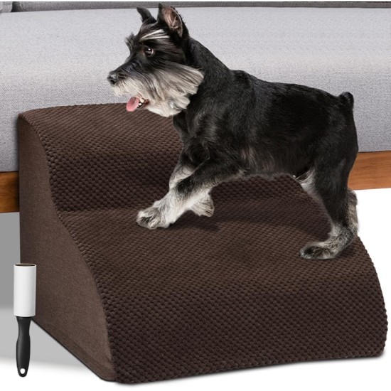 BAKAJI Pet Ladder with 2 Steps and Roller, Removable Ribbed Fabric Cover, Ramp for Cats and Elderly Dogs, High Density Foam Upholstery Ladder (Beige) BAKAJI Pet Ladder with 2 Steps and Roller, Removable Ribbed Fabric Cover, Ramp for Cats and Elderly Dogs, High Density Foam Upholstery Ladder (Beige)