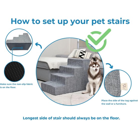 Best Pet Supplies 3-Step CertiPUR-US Certified Foam Pet Stairs/Steps, 18 x 15 x 13-Inch, Gray Linen Best Pet Supplies 3-Step CertiPUR-US Certified Foam Pet Stairs/Steps, 18 x 15 x 13-Inch, Gray Linen