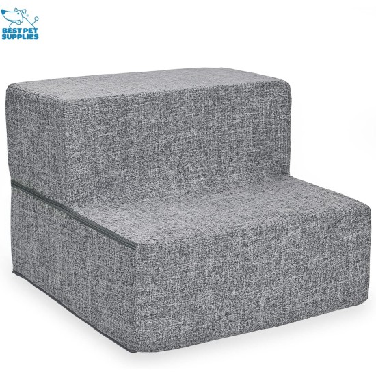 Best Pet Supplies 3-Step CertiPUR-US Certified Foam Pet Stairs/Steps, 18 x 15 x 13-Inch, Gray Linen Best Pet Supplies 3-Step CertiPUR-US Certified Foam Pet Stairs/Steps, 18 x 15 x 13-Inch, Gray Linen