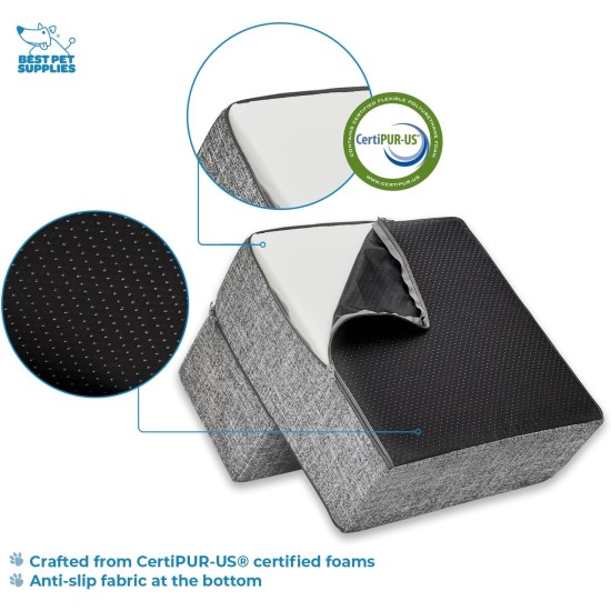 Best Pet Supplies 3-Step CertiPUR-US Certified Foam Pet Stairs/Steps, 18 x 15 x 13-Inch, Gray Linen Best Pet Supplies 3-Step CertiPUR-US Certified Foam Pet Stairs/Steps, 18 x 15 x 13-Inch, Gray Linen