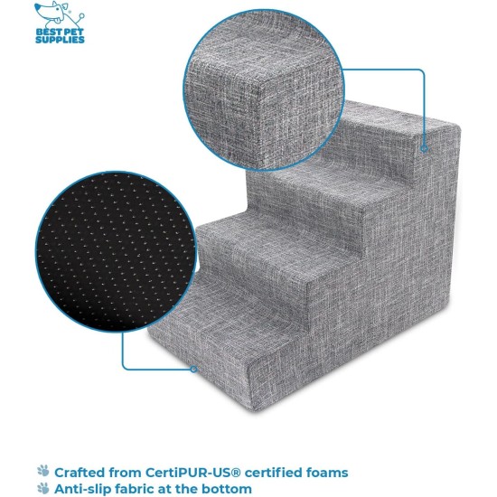 Best Pet Supplies 3-Step CertiPUR-US Certified Foam Pet Stairs/Steps, 18 x 15 x 13-Inch, Gray Linen Best Pet Supplies 3-Step CertiPUR-US Certified Foam Pet Stairs/Steps, 18 x 15 x 13-Inch, Gray Linen