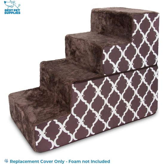 Best Pet Supplies FOLDING FOAM STAIR COVER BROWN GRID PRINT 4 TIER (H:22") Best Pet Supplies FOLDING FOAM STAIR COVER BROWN GRID PRINT 4 TIER (H:22")