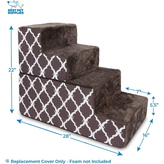 Best Pet Supplies FOLDING FOAM STAIR COVER BROWN GRID PRINT 4 TIER (H:22") Best Pet Supplies FOLDING FOAM STAIR COVER BROWN GRID PRINT 4 TIER (H:22")