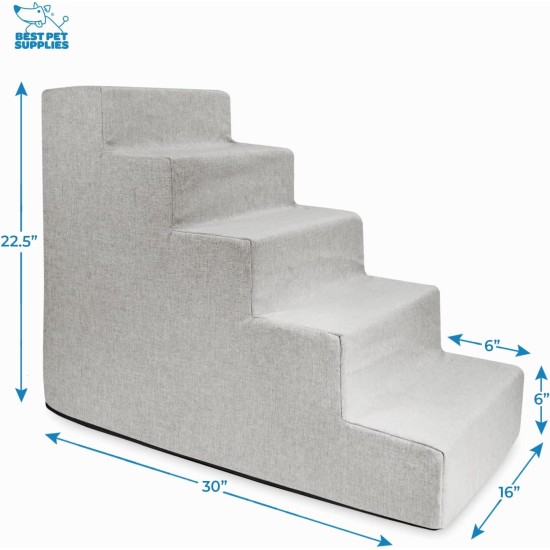 Best Pet Supplies Foldable Foam Pet Stairs for Small Dogs and Cats, Portable Ramp Stairs for Couch, Sofa and Bunk Bed Climbing, Non-Slip Balanced Indoor Support, Paw Proof - Best Pet Supplies Foldable Foam Pet Stairs for Small Dogs and Cats, Portable Ramp Stairs for Couch, Sofa and Bunk Bed Climbing, Non-Slip Balanced Indoor Support, Paw Proof -
