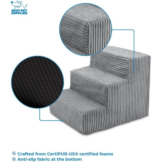 Best Pet Supplies Foldable Foam Pet Stairs for Small Dogs and Cats, Portable Ramp Stairs for Couch, Sofa and Bunk Bed Climbing, Non-Slip Balanced Indoor Support, Paw Proof - Best Pet Supplies Foldable Foam Pet Stairs for Small Dogs and Cats, Portable Ramp Stairs for Couch, Sofa and Bunk Bed Climbing, Non-Slip Balanced Indoor Support, Paw Proof -