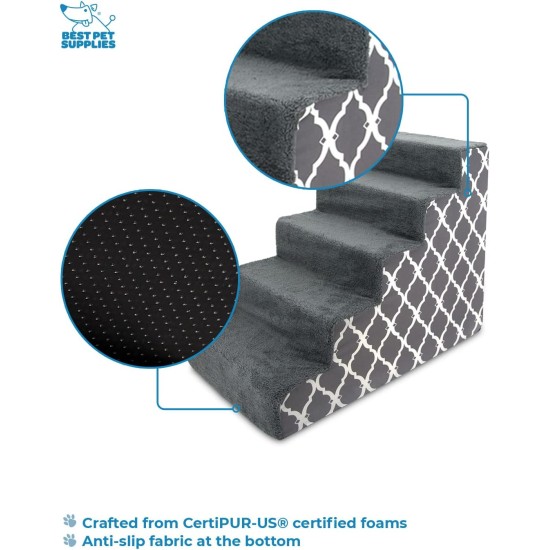 Best Pet Supplies Foldable Foam Pet Stairs for Small Dogs and Cats, Portable Ramp Stairs for Couch, Sofa and Bunk Bed Climbing, Non-Slip Balanced Indoor Support, Paw Proof - Best Pet Supplies Foldable Foam Pet Stairs for Small Dogs and Cats, Portable Ramp Stairs for Couch, Sofa and Bunk Bed Climbing, Non-Slip Balanced Indoor Support, Paw Proof -