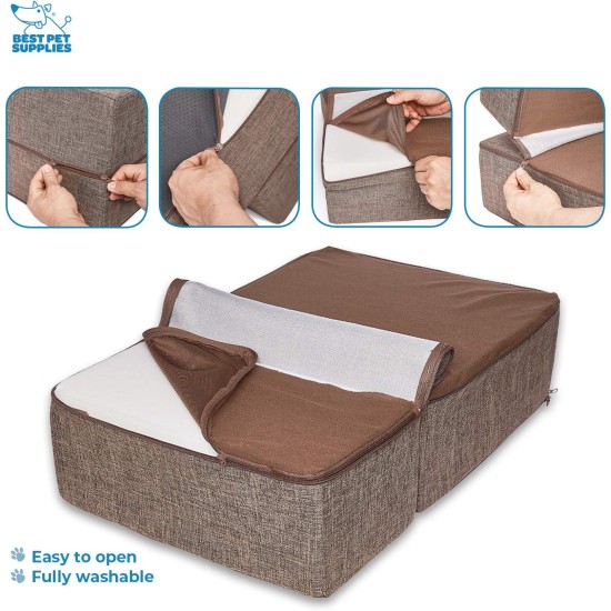 Best Pet Supplies Foldable Foam Pet Stairs for Small Dogs and Cats, Portable Ramp Stairs for Couch, Sofa and Bunk Bed Climbing, Non-Slip Balanced Indoor Support, Paw Proof - Best Pet Supplies Foldable Foam Pet Stairs for Small Dogs and Cats, Portable Ramp Stairs for Couch, Sofa and Bunk Bed Climbing, Non-Slip Balanced Indoor Support, Paw Proof -