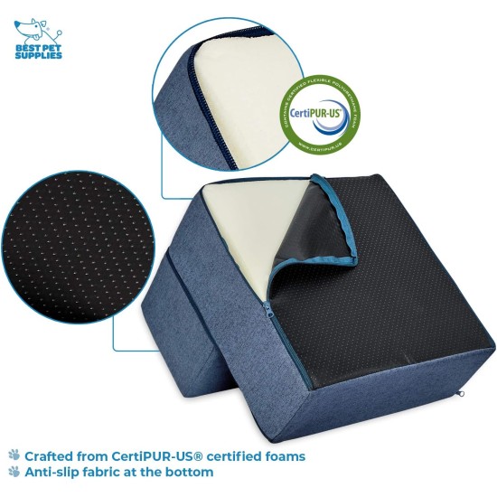 Best Pet Supplies Foldable Foam Pet Stairs for Small Dogs and Cats, Portable Ramp Stairs for Couch, Sofa and Bunk Bed Climbing, Non-Slip Balanced Indoor Support, Paw Proof - Best Pet Supplies Foldable Foam Pet Stairs for Small Dogs and Cats, Portable Ramp Stairs for Couch, Sofa and Bunk Bed Climbing, Non-Slip Balanced Indoor Support, Paw Proof -