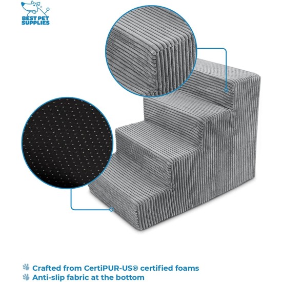 Best Pet Supplies Foldable Foam Pet Stairs for Small Dogs and Cats, Portable Ramp Stairs for Couch, Sofa and Bunk Bed Climbing, Non-Slip Balanced Indoor Support, Paw Proof - Best Pet Supplies Foldable Foam Pet Stairs for Small Dogs and Cats, Portable Ramp Stairs for Couch, Sofa and Bunk Bed Climbing, Non-Slip Balanced Indoor Support, Paw Proof -