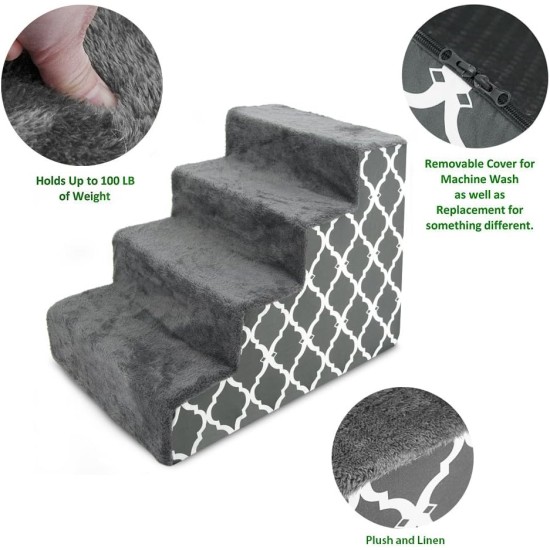 Best Pet Supplies Folding Pet Stairs with CertiPUR-US Certified Foam for Small to Medium Dogs/Cats, Ivory, 4 Steps (H:22") Best Pet Supplies Folding Pet Stairs with CertiPUR-US Certified Foam for Small to Medium Dogs/Cats, Ivory, 4 Steps (H:22")