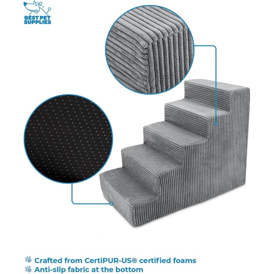 Best Pet Supplies Folding Pet Stairs with CertiPUR-US Certified Foam for Small to Medium Dogs/Cats, Ivory, 4 Steps (H:22") Best Pet Supplies Folding Pet Stairs with CertiPUR-US Certified Foam for Small to Medium Dogs/Cats, Ivory, 4 Steps (H:22")