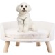 BingoPaw Raised Cat Sofa, Dog Sofa, for Cats, Puppy, Dogs, Avant-Garde Style Pet Sofa, Cat Stool with Wooden Legs, Sturdy Structure Cat Bed with Comfortable Cushion, 40/60 cm, White BingoPaw Raised Cat Sofa, Dog Sofa, for Cats, Puppy, Dogs, Avant-Garde Style Pet Sofa, Cat Stool with Wooden Legs, Sturdy Structure Cat Bed with Comfortable Cushion, 40/60 cm, White