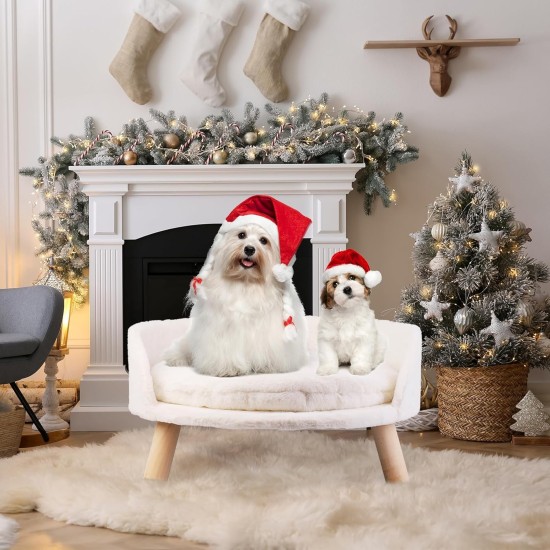 BingoPaw Raised Cat Sofa, Dog Sofa, for Cats, Puppy, Dogs, Avant-Garde Style Pet Sofa, Cat Stool with Wooden Legs, Sturdy Structure Cat Bed with Comfortable Cushion, 40/60 cm, White BingoPaw Raised Cat Sofa, Dog Sofa, for Cats, Puppy, Dogs, Avant-Garde Style Pet Sofa, Cat Stool with Wooden Legs, Sturdy Structure Cat Bed with Comfortable Cushion, 40/60 cm, White
