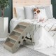 COSTWAY 4-Tier Pet Stairs with Carpeted, Dog Stairs Plastic Cat Stairs Foldable Dog Ramp Portable Pet Stairs for Dogs and Cats, Animal Ramp for Climbing and Scratching (Grey)