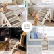 COSTWAY 4-Tier Pet Stairs with Carpeted, Dog Stairs Plastic Cat Stairs Foldable Dog Ramp Portable Pet Stairs for Dogs and Cats, Animal Ramp for Climbing and Scratching (Grey)