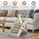 COSTWAY 4-Tier Pet Stairs with Carpeted, Dog Stairs Plastic Cat Stairs Foldable Dog Ramp Portable Pet Stairs for Dogs and Cats, Animal Ramp for Climbing and Scratching (Grey)