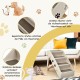 COSTWAY 4-Tier Pet Stairs with Carpeted, Dog Stairs Plastic Cat Stairs Foldable Dog Ramp Portable Pet Stairs for Dogs and Cats, Animal Ramp for Climbing and Scratching (Grey)