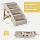 COSTWAY 4-Tier Pet Stairs with Carpeted, Dog Stairs Plastic Cat Stairs Foldable Dog Ramp Portable Pet Stairs for Dogs and Cats, Animal Ramp for Climbing and Scratching (Grey)