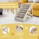 COSTWAY 4-Tier Pet Stairs with Carpeted, Dog Stairs Plastic Cat Stairs Foldable Dog Ramp Portable Pet Stairs for Dogs and Cats, Animal Ramp for Climbing and Scratching (Grey)