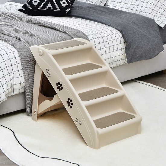 COSTWAY 4-Tier Pet Stairs with Carpeted, Dog Stairs Plastic Cat Stairs Foldable Dog Ramp Portable Pet Stairs for Dogs and Cats, Animal Ramp for Climbing and Scratching (Grey) COSTWAY 4-Tier Pet Stairs with Carpeted, Dog Stairs Plastic Cat Stairs Foldable Dog Ramp Portable Pet Stairs for Dogs and Cats, Animal Ramp for Climbing and Scratching (Grey)