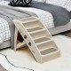 COSTWAY 4-Tier Pet Stairs with Carpeted, Dog Stairs Plastic Cat Stairs Foldable Dog Ramp Portable Pet Stairs for Dogs and Cats, Animal Ramp for Climbing and Scratching (Grey)