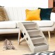 COSTWAY 4-Tier Pet Stairs with Carpeted, Dog Stairs Plastic Cat Stairs Foldable Dog Ramp Portable Pet Stairs for Dogs and Cats, Animal Ramp for Climbing and Scratching (Grey)