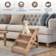 COSTWAY 4-Tier Pet Stairs with Carpeted, Dog Stairs Plastic Cat Stairs Foldable Dog Ramp Portable Pet Stairs for Dogs and Cats, Animal Ramp for Climbing and Scratching (Grey)