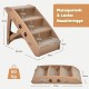 COSTWAY 4-Tier Pet Stairs with Carpeted, Dog Stairs Plastic Cat Stairs Foldable Dog Ramp Portable Pet Stairs for Dogs and Cats, Animal Ramp for Climbing and Scratching (Grey)