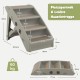 COSTWAY 4-Tier Pet Stairs with Carpeted, Dog Stairs Plastic Cat Stairs Foldable Dog Ramp Portable Pet Stairs for Dogs and Cats, Animal Ramp for Climbing and Scratching (Grey)