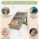 COSTWAY 4-Tier Pet Stairs with Carpeted, Dog Stairs Plastic Cat Stairs Foldable Dog Ramp Portable Pet Stairs for Dogs and Cats, Animal Ramp for Climbing and Scratching (Grey)