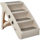 COSTWAY 4-Tier Pet Stairs with Carpeted, Dog Stairs Plastic Cat Stairs Foldable Dog Ramp Portable Pet Stairs for Dogs and Cats, Animal Ramp for Climbing and Scratching (Grey)