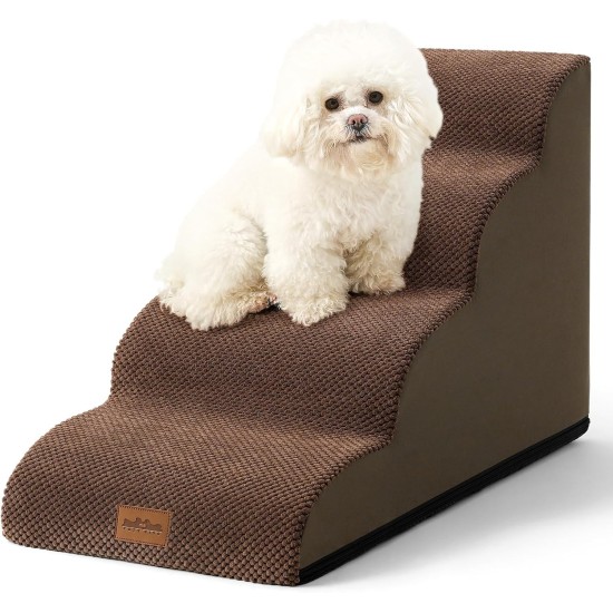 COZY KISS Dog Stairs for Small Dogs 40 cm, Pet Stairs for Couch Made of High Density Sponge, Dog Stairs Dog Ramp with Washable Cover and Non-Slip Base, 40 x 57 x 40 cm, 3 Steps, Grey COZY KISS Dog Stairs for Small Dogs 40 cm, Pet Stairs for Couch Made of High Density Sponge, Dog Stairs Dog Ramp with Washable Cover and Non-Slip Base, 40 x 57 x 40 cm, 3 Steps, Grey