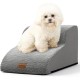 COZY KISS Dog Stairs for Small Dogs 40 cm, Pet Stairs for Couch Made of High Density Sponge, Dog Stairs Dog Ramp with Washable Cover and Non-Slip Base, 40 x 57 x 40 cm, 3 Steps, Grey COZY KISS Dog Stairs for Small Dogs 40 cm, Pet Stairs for Couch Made of High Density Sponge, Dog Stairs Dog Ramp with Washable Cover and Non-Slip Base, 40 x 57 x 40 cm, 3 Steps, Grey