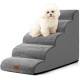 COZY KISS Dog Stairs for Small Dogs 40 cm, Pet Stairs for Couch Made of High Density Sponge, Dog Stairs Dog Ramp with Washable Cover and Non-Slip Base, 40 x 57 x 40 cm, 3 Steps, Grey COZY KISS Dog Stairs for Small Dogs 40 cm, Pet Stairs for Couch Made of High Density Sponge, Dog Stairs Dog Ramp with Washable Cover and Non-Slip Base, 40 x 57 x 40 cm, 3 Steps, Grey