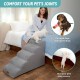 COZY KISS Dog Stairs for Small Dogs 40 cm, Pet Stairs for Couch Made of High Density Sponge, Dog Stairs Dog Ramp with Washable Cover and Non-Slip Base, 40 x 57 x 40 cm, 3 Steps, Grey COZY KISS Dog Stairs for Small Dogs 40 cm, Pet Stairs for Couch Made of High Density Sponge, Dog Stairs Dog Ramp with Washable Cover and Non-Slip Base, 40 x 57 x 40 cm, 3 Steps, Grey