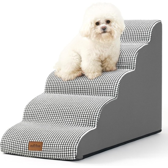 COZY KISS Dog Stairs for Small Dogs 40 cm, Pet Stairs for Couch Made of High Density Sponge, Dog Stairs Dog Ramp with Washable Cover and Non-Slip Base, 40 x 57 x 40 cm, 3 Steps, Grey COZY KISS Dog Stairs for Small Dogs 40 cm, Pet Stairs for Couch Made of High Density Sponge, Dog Stairs Dog Ramp with Washable Cover and Non-Slip Base, 40 x 57 x 40 cm, 3 Steps, Grey