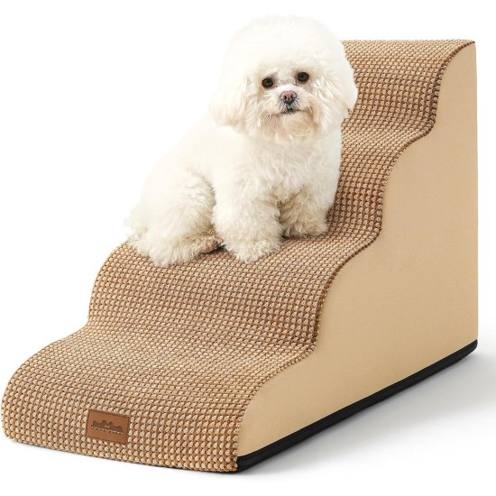 COZY KISS Dog Stairs for Small Dogs 40 cm, Pet Stairs for Couch Made of High Density Sponge, Dog Stairs Dog Ramp with Washable Cover and Non-Slip Base, 40 x 57 x 40 cm, 3 Steps, Grey COZY KISS Dog Stairs for Small Dogs 40 cm, Pet Stairs for Couch Made of High Density Sponge, Dog Stairs Dog Ramp with Washable Cover and Non-Slip Base, 40 x 57 x 40 cm, 3 Steps, Grey