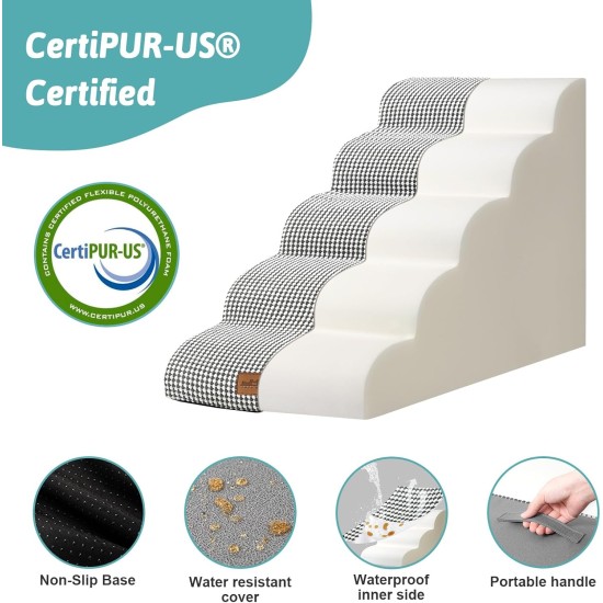 COZY KISS Dog Stairs for Small Dogs 40 cm, Pet Stairs for Couch Made of High Density Sponge, Dog Stairs Dog Ramp with Washable Cover and Non-Slip Base, 40 x 57 x 40 cm, 3 Steps, Grey COZY KISS Dog Stairs for Small Dogs 40 cm, Pet Stairs for Couch Made of High Density Sponge, Dog Stairs Dog Ramp with Washable Cover and Non-Slip Base, 40 x 57 x 40 cm, 3 Steps, Grey