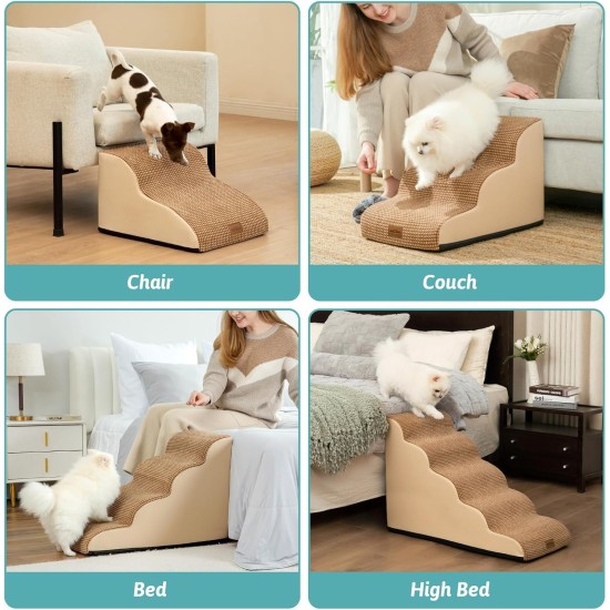 COZY KISS Dog Stairs for Small Dogs 40 cm, Pet Stairs for Couch Made of High Density Sponge, Dog Stairs Dog Ramp with Washable Cover and Non-Slip Base, 40 x 57 x 40 cm, 3 Steps, Grey COZY KISS Dog Stairs for Small Dogs 40 cm, Pet Stairs for Couch Made of High Density Sponge, Dog Stairs Dog Ramp with Washable Cover and Non-Slip Base, 40 x 57 x 40 cm, 3 Steps, Grey