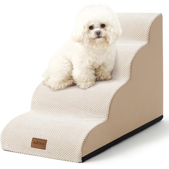COZY KISS Dog Stairs for Small Dogs 40 cm, Pet Stairs for Couch Made of High Density Sponge, Dog Stairs Dog Ramp with Washable Cover and Non-Slip Base, 40 x 57 x 40 cm, 3 Steps, Grey COZY KISS Dog Stairs for Small Dogs 40 cm, Pet Stairs for Couch Made of High Density Sponge, Dog Stairs Dog Ramp with Washable Cover and Non-Slip Base, 40 x 57 x 40 cm, 3 Steps, Grey