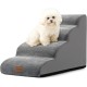 COZY KISS Dog Stairs for Small Dogs 40 cm, Pet Stairs for Couch Made of High Density Sponge, Dog Stairs Dog Ramp with Washable Cover and Non-Slip Base, 40 x 57 x 40 cm, 3 Steps, Grey COZY KISS Dog Stairs for Small Dogs 40 cm, Pet Stairs for Couch Made of High Density Sponge, Dog Stairs Dog Ramp with Washable Cover and Non-Slip Base, 40 x 57 x 40 cm, 3 Steps, Grey