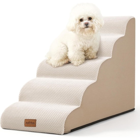 COZY KISS Dog Stairs for Small Dogs 40 cm, Pet Stairs for Couch Made of High Density Sponge, Dog Stairs Dog Ramp with Washable Cover and Non-Slip Base, 40 x 57 x 40 cm, 3 Steps, Grey COZY KISS Dog Stairs for Small Dogs 40 cm, Pet Stairs for Couch Made of High Density Sponge, Dog Stairs Dog Ramp with Washable Cover and Non-Slip Base, 40 x 57 x 40 cm, 3 Steps, Grey